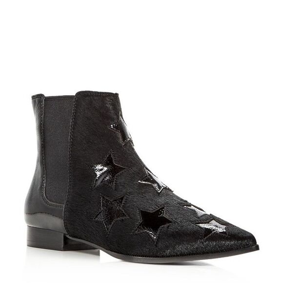 ASH Women's Bliss Calf Hair & Patent Leather Chelsea Booties size 38 - Picture 1 of 6